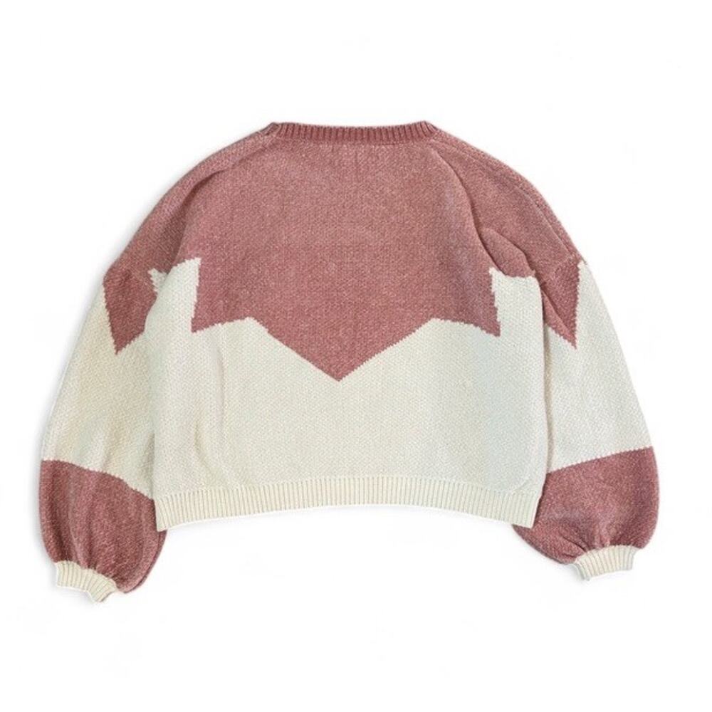 POL Pink White Knit Women’s Sweater Beaded Pearl Details Size M - Picture 8 of 8